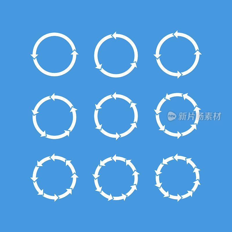 Vector set of circles of arrows